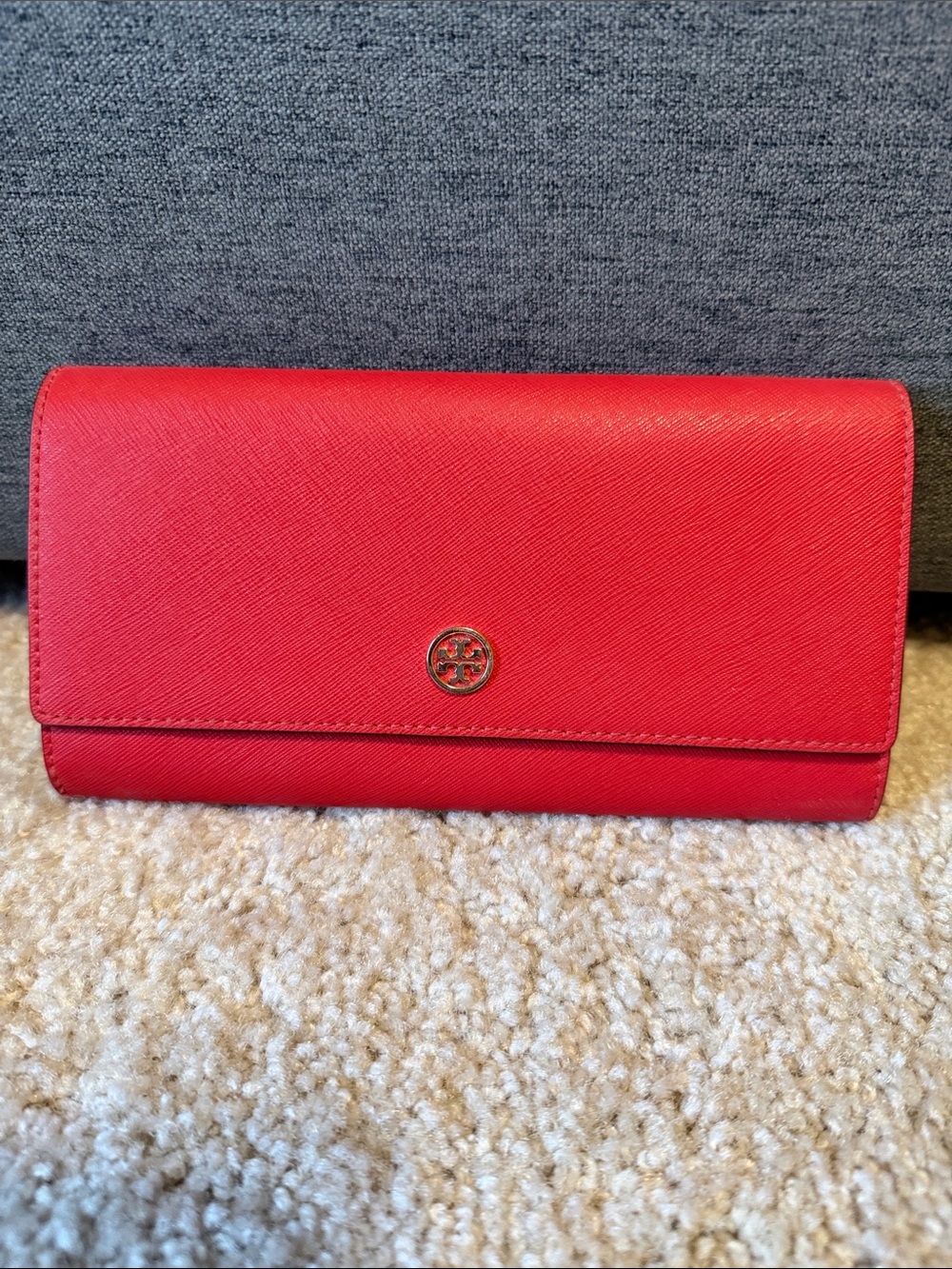Tory Burch Robinson Poppy Saffiano Wallet